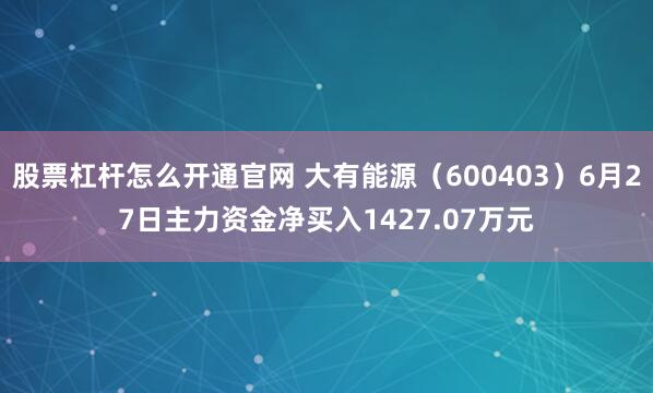 股票杠杆怎么开通官网 大有能源（600403）6月27日主力资金净买入1427.07万元